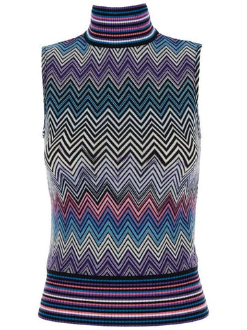 Multicolor Sleeveless Top With All-Over Zig Zag Motiv In Rashel Woman - MISSONI - BALAAN 1