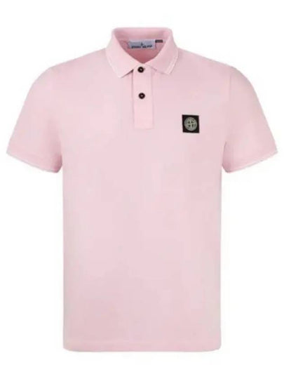 Stretch Cotton Pique Short Sleeve Polo Shirt Pink - STONE ISLAND - BALAAN 2