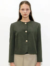 Round neck formal khaki jacketRound neck Formal Khaki JK - DAMAGE MNEMONIC - BALAAN 1