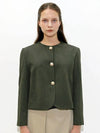 Round neck formal khaki jacketRound neck Formal Khaki JK - DAMAGE MNEMONIC - BALAAN 2