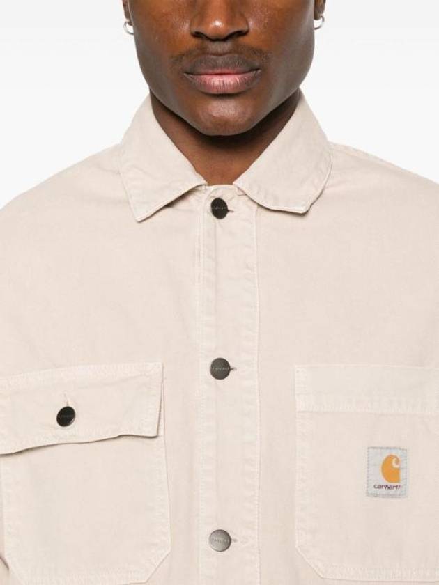 Garrison Logo Patch Cotton Shirt Jacket Beige - CARHARTT WIP - BALAAN 5