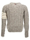 Donegal Twist Cable 4-Bar Classic Crewneck Knit Top Light Grey - THOM BROWNE - BALAAN 3