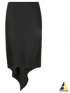 Virgin Wool Scarf Hem Short A-Line Skirt Black - HELMUT LANG - BALAAN 2