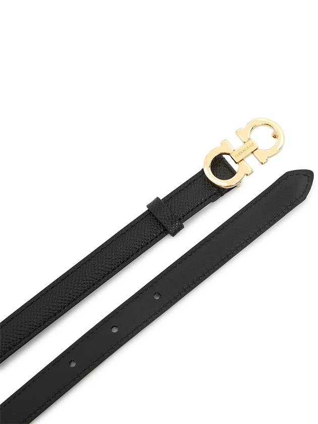 Gancini Leather Belt Black - SALVATORE FERRAGAMO - BALAAN 4