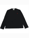 Chain Stitch Heart Logo Long Sleeve T-Shirt Black - AMI - BALAAN 2