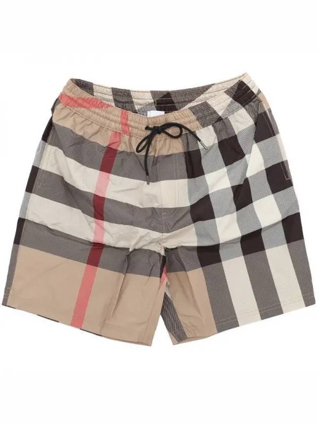 ExaGGerated Check Drawcord Swim Shorts Archive Beige - BURBERRY - BALAAN 2