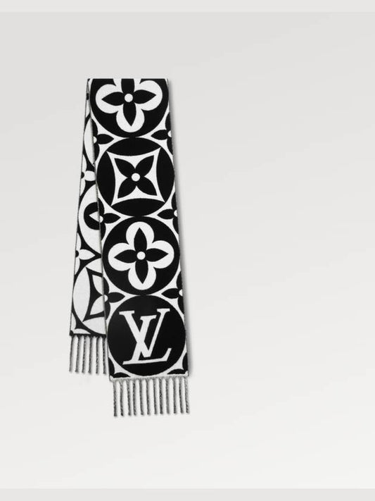 LV Medallion Monogram Wool Scarf Black - LOUIS VUITTON - BALAAN 2