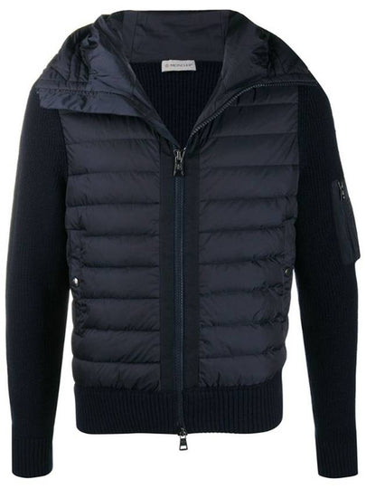 Padded Wool Hooded Jacket Navy - MONCLER - BALAAN 2