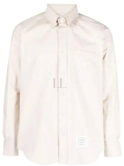 Men's Flannel Back Stripe Straight Fit Cotton Long Sleeve Shirt Beige - THOM BROWNE - BALAAN 2