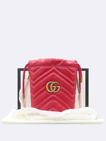 575163 Red leather GG Marmont mini bucket cross bag - GUCCI - BALAAN 1