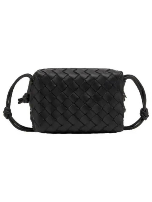 Mini Intrecciato Loop Shoulder Bag Black - BOTTEGA VENETA - BALAAN 1