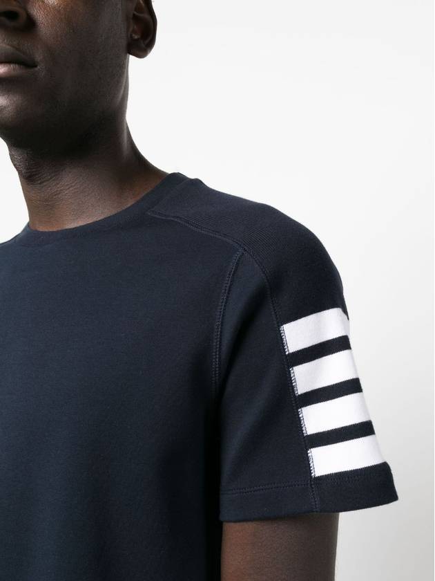 SHORT SLEEVE TEE W/ 4 BAR STRIPE IN MILANO COTTON - THOM BROWNE - BALAAN 5