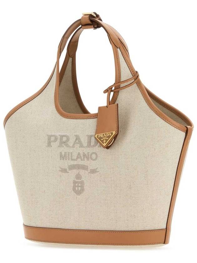 Embossed Logo Medium Tote Bag Natural - PRADA - BALAAN 3