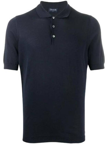 Men's Cotton Polo Shirt Navy - DRUMOHR - BALAAN 1