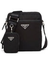 Triangle Logo Re-Nylon Saffiano Leather Cross Bag Black - PRADA - BALAAN 2