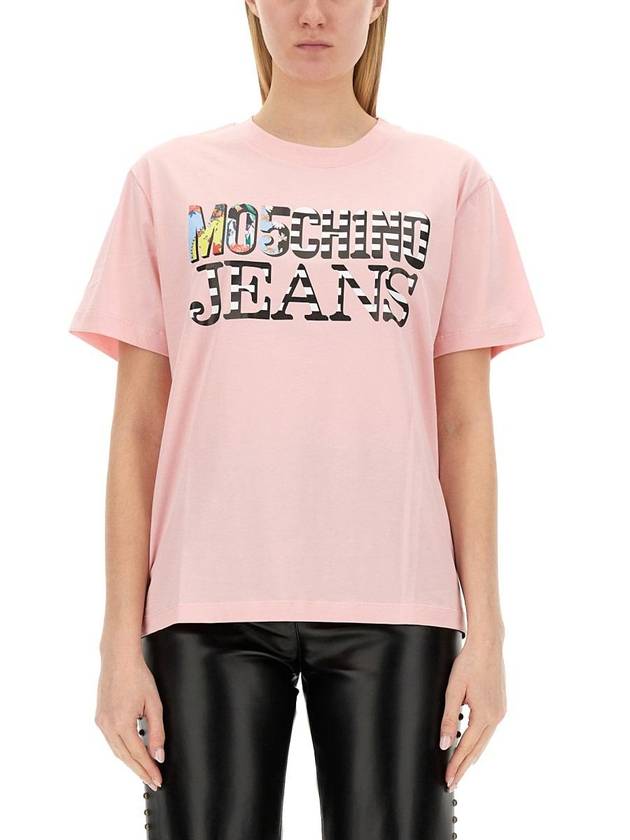 short sleeve t-shirt 07033762 2224 PINK - MOSCHINO - BALAAN 2