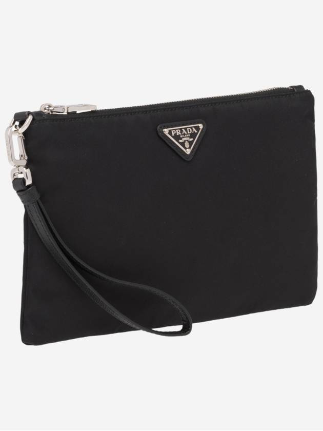 Saffiano Leather Strap Nylon Clutch Bag Black - PRADA - BALAAN 3