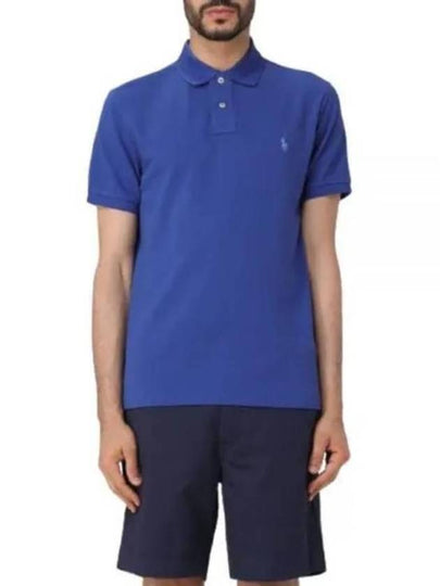 Embroidered Blue Pony Slim Fit Polo Shirt Dark Blue - POLO RALPH LAUREN - BALAAN 2