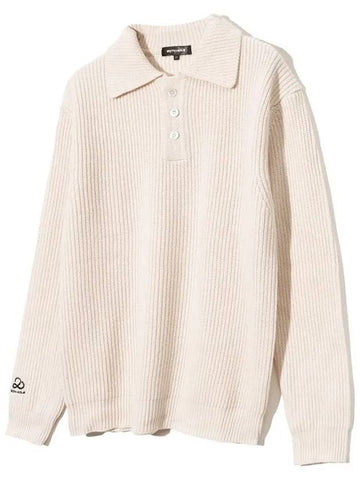 Lambswool collar button point knit IVORY - 20THHOLE - BALAAN 1