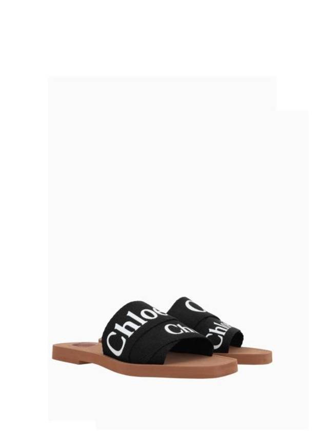 Woody Logo Flat Mule Slippers Black - CHLOE - BALAAN 3