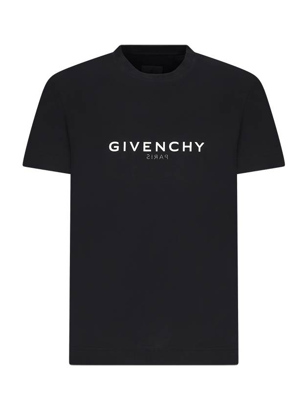 Men's Reverse Logo Round Slim Short Sleeve T-Shirt Black - GIVENCHY - BALAAN 2