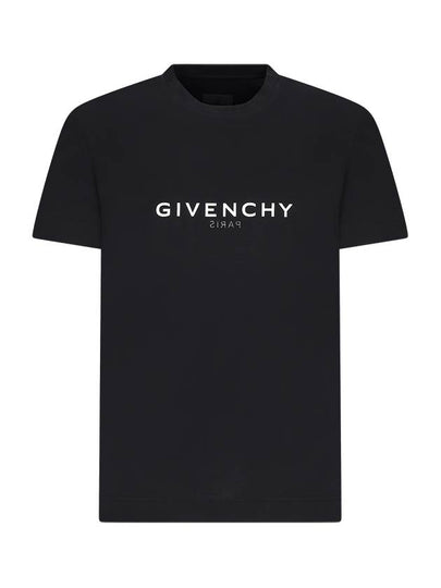 Men's Reverse Logo Round Slim Short Sleeve T-Shirt Black - GIVENCHY - BALAAN 2