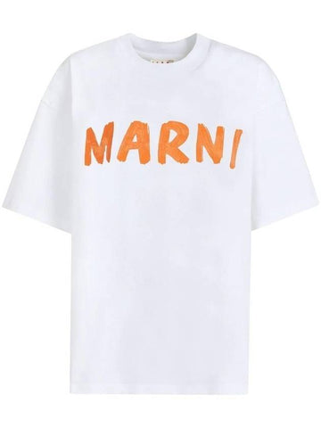 Logo Lettering Boxy Fit Short Sleeve T-Shirt White - MARNI - BALAAN 1