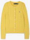 Women's Embroidered Logo Pony Cable Cardigan Yellow - POLO RALPH LAUREN - BALAAN 3