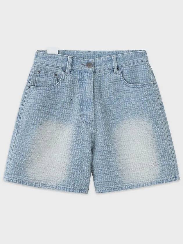 Damaged Striped Denim Short Light Blue - NOIRER FOR WOMEN - BALAAN 3