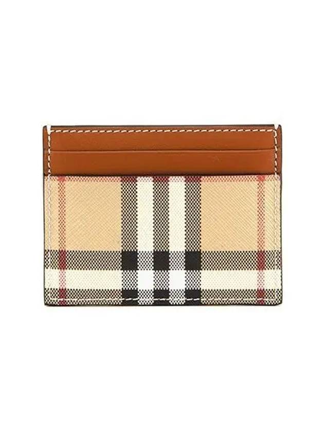 Check Print Leather Card Holder Beige - BURBERRY - BALAAN 2