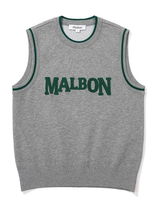 Malbon round neck knit vest MELANGE GRAY WOMAN - MALBON GOLF - BALAAN 1