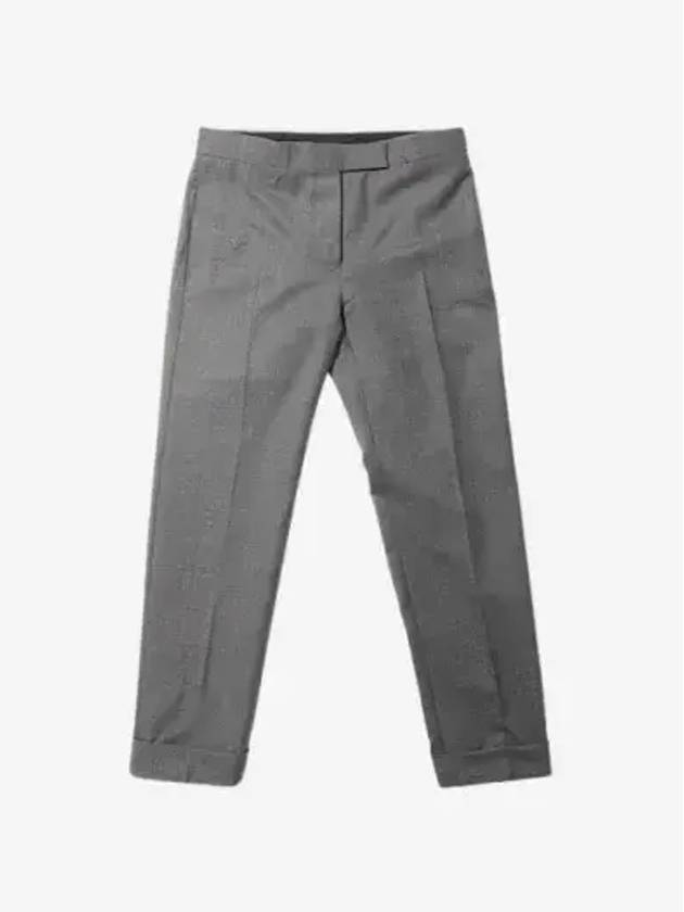 Cropped Tailored Twill Wool Skinny Straight Pants Grey - THOM BROWNE - BALAAN 3