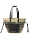 Cadix Medium Raffia Tote Bag Black - ISABEL MARANT - BALAAN 2