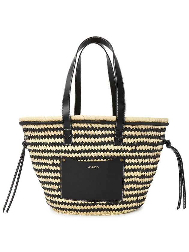 Cadix Medium Raffia Tote Bag Black - ISABEL MARANT - BALAAN 2