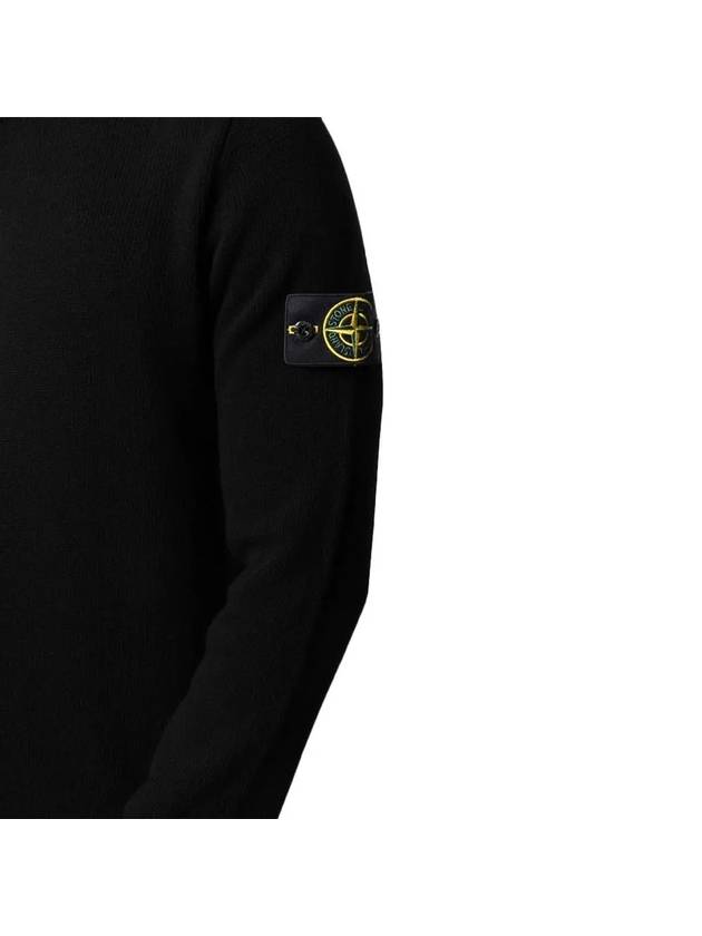 Men's Waffen Patch Round Neck Knit Top Black - STONE ISLAND - BALAAN 5