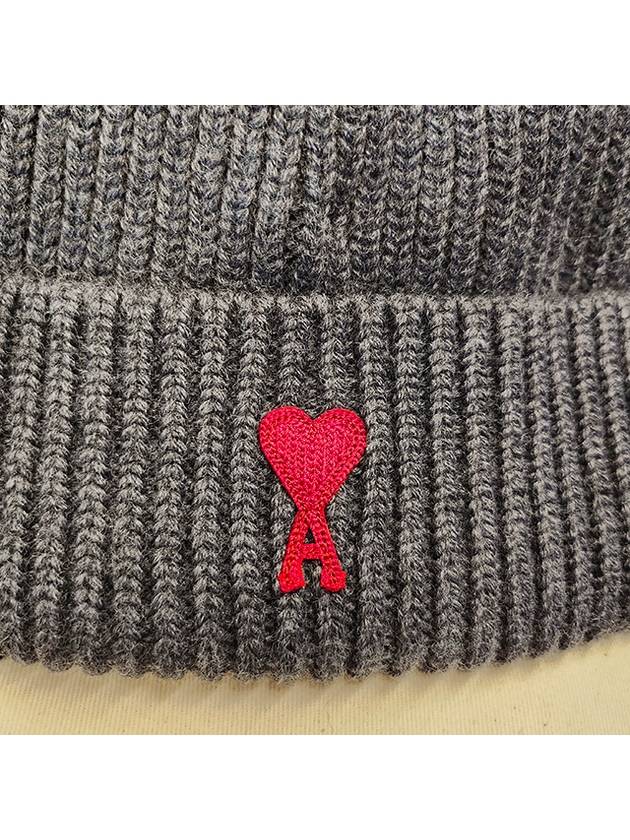 Heart Logo Wool Beanie Grey - AMI - BALAAN 5