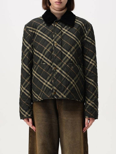 Barn Checked Quilted Cropped Jacket Shadow - BURBERRY - BALAAN 2