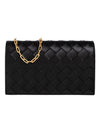 Intrecciato Chain Leather Mini Cross Bag Black - BOTTEGA VENETA - BALAAN 1