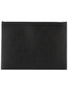 Pebble Grain Leather Large Zipper Laptop Holder Black - THOM BROWNE - BALAAN 4