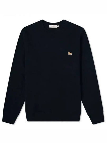 Baby Fox Patch Cosy Round Neck Pullover Wool Knit Top Navy - MAISON KITSUNE - BALAAN 2