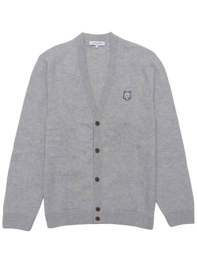 Bold Fox Head Patch Regular Lambswool Cardigan Light Grey - MAISON KITSUNE - BALAAN 2