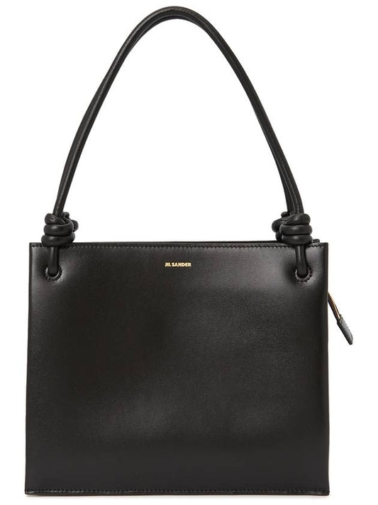 Logo Print Square Leather Tote Bag Black - JIL SANDER - BALAAN 2