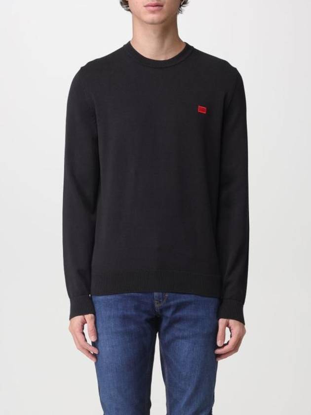 Cotton Red Logo Label Knit Top Black - HUGO BOSS - BALAAN 1