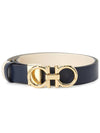 Women's Gancini Buckle Reversible Leather Belt Bone Navy - SALVATORE FERRAGAMO - BALAAN 2