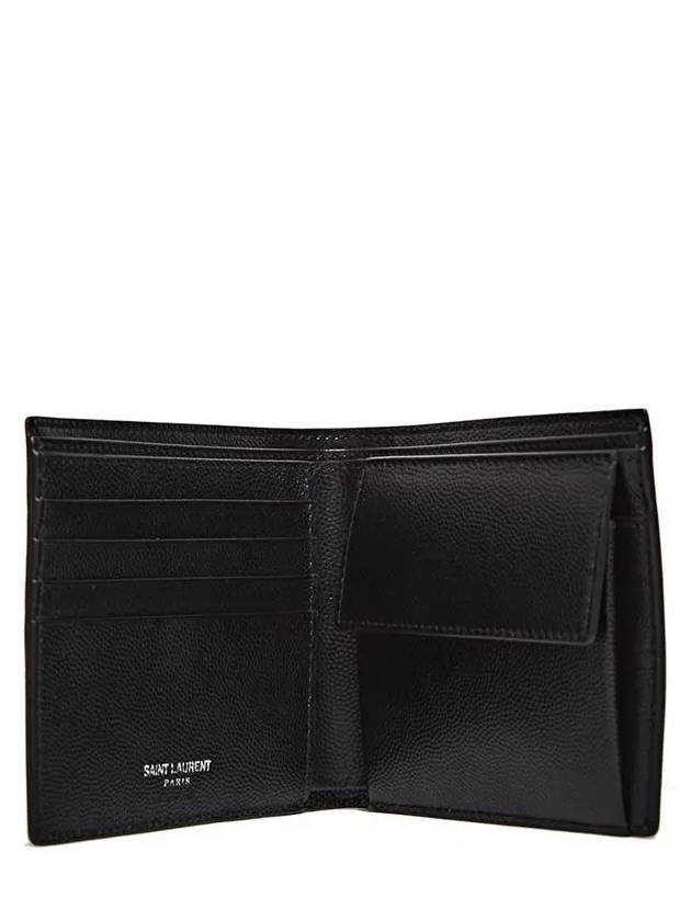 Square Metal Stud Detail Coin Perth Caviar Leather Befold Wallet - SAINT LAURENT - BALAAN 3