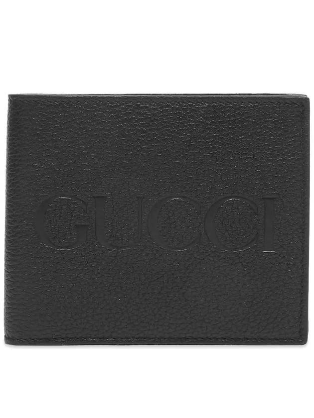 engraved logo bifold wallet black - GUCCI - 1
