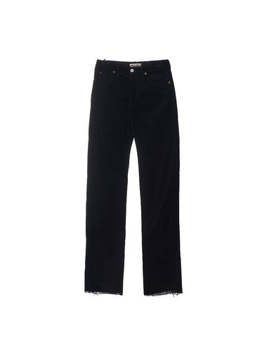 Washed Velvet Straight Pants Black - MIU MIU - BALAAN 1