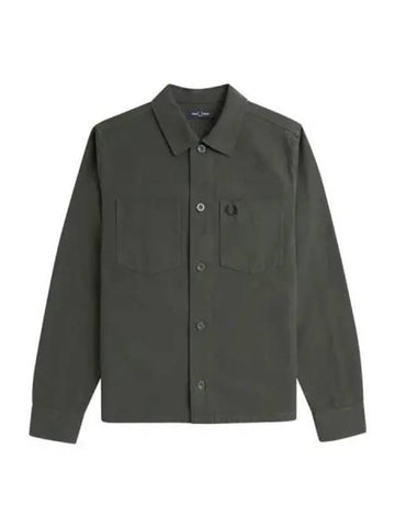 Fred Perry Canvas Overshirt Field Green - FRED PERRY - BALAAN 1