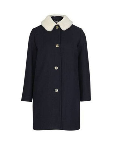 Women's New Doll Wool Sheepskin Single Coat Dark Navy - A.P.C. - BALAAN 1