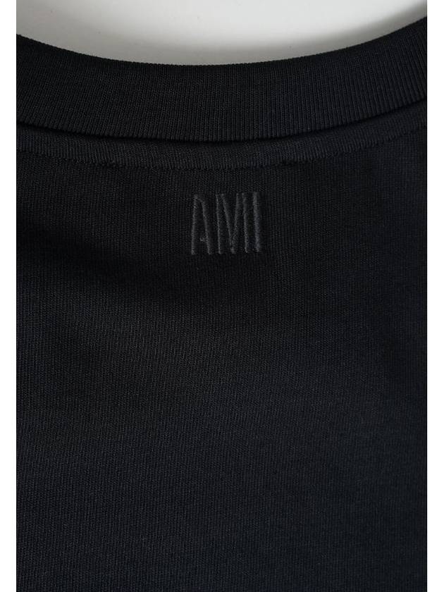 Heart Logo Cotton Jersey Short Sleeve T-Shirt Black - AMI - BALAAN 5